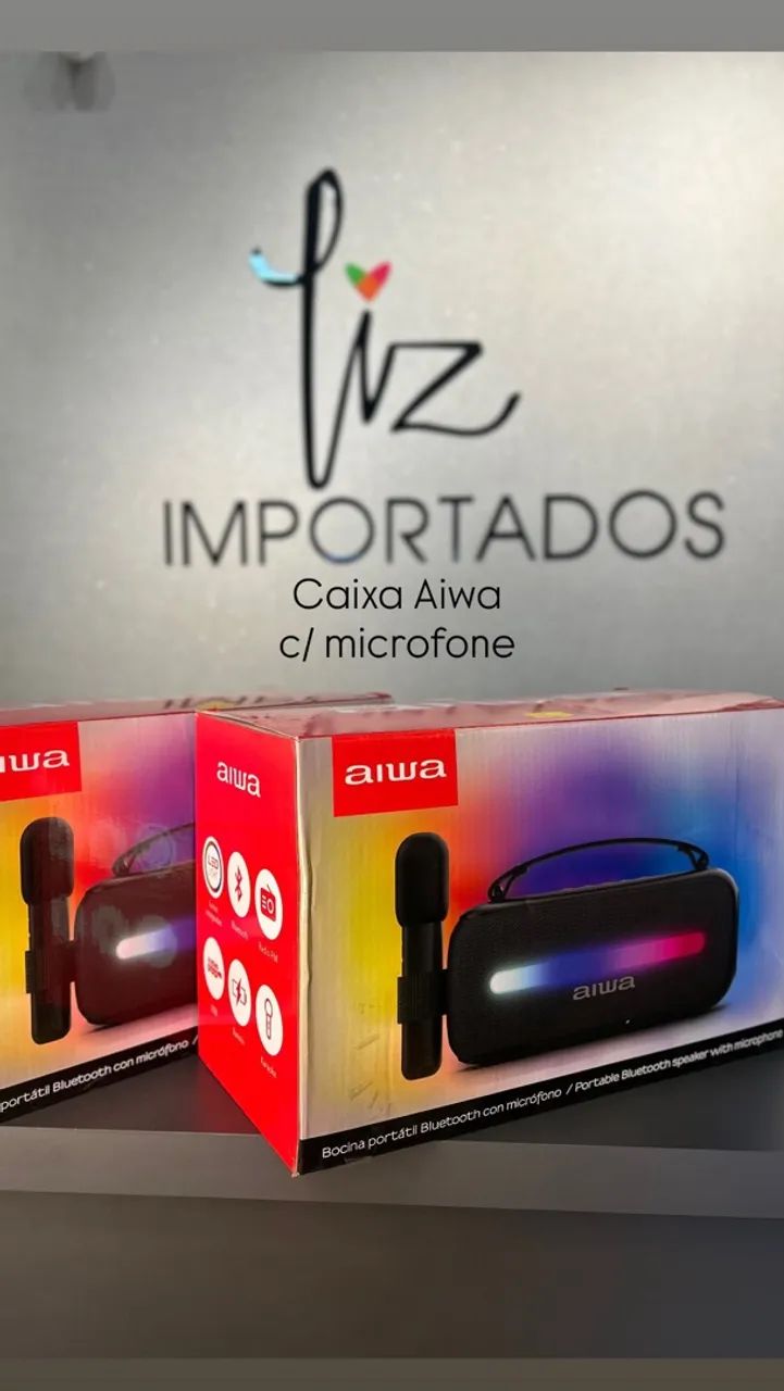 Caixa aiwa com microfone 
