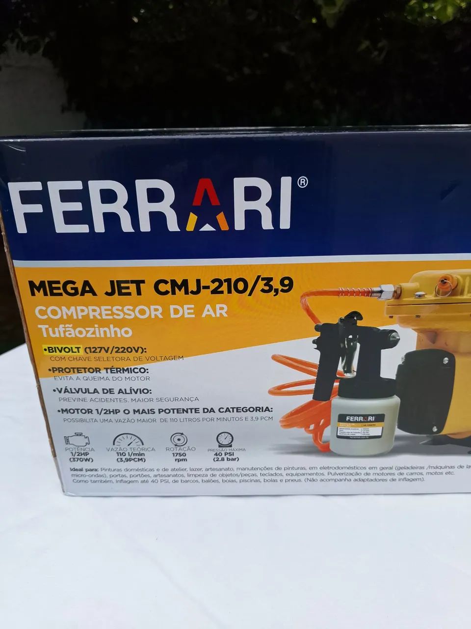 Compressor de ar direto Ferrari 1/2hp, bivolt, novo, na embalagem lacrada  - Foto 4