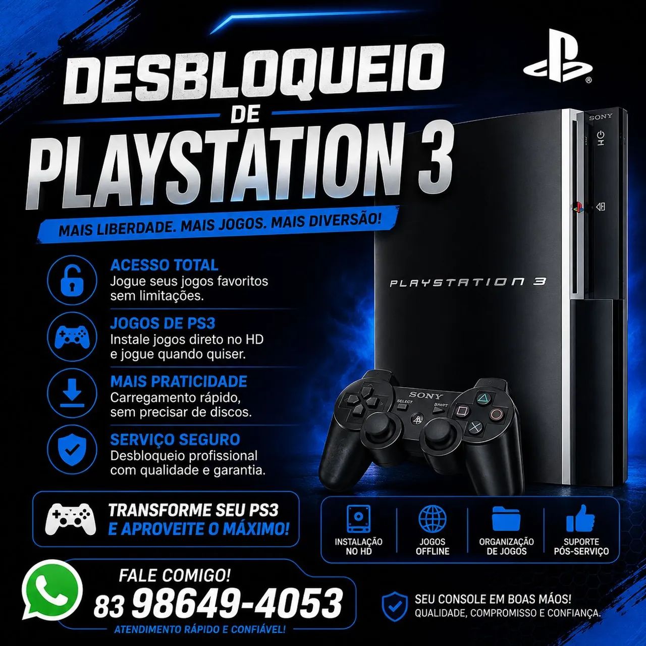 Playstation 3 - Consoles de Vídeo Game - Três Irmãs, Campina