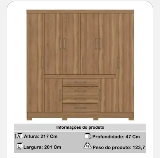 Guarda roupa 8 portas e 4 gavetas 