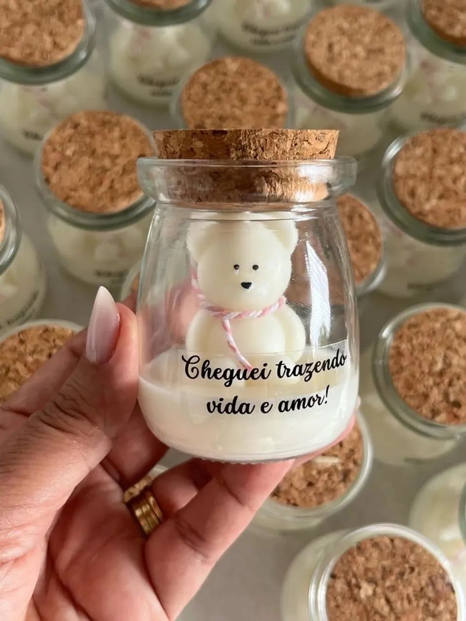 Velas lembrancinha copo de vidro com rolha