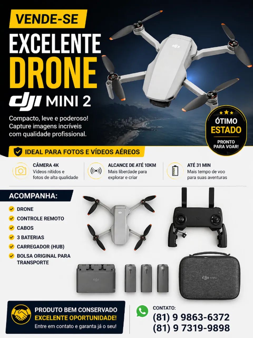 DRONE DJI MINI 2 - EXCELENTE ESTADO
