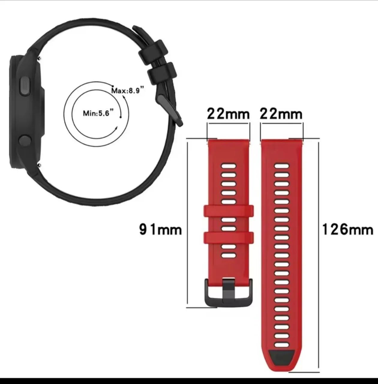 Pulseira para relógio Smartwatch 20mm 22mm - Foto 3