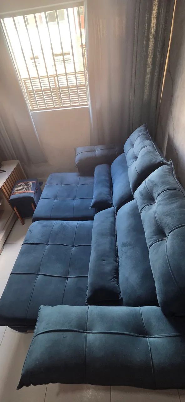 Sofá Retrátil na Cor azul, de 2,30 metros - Foto 5