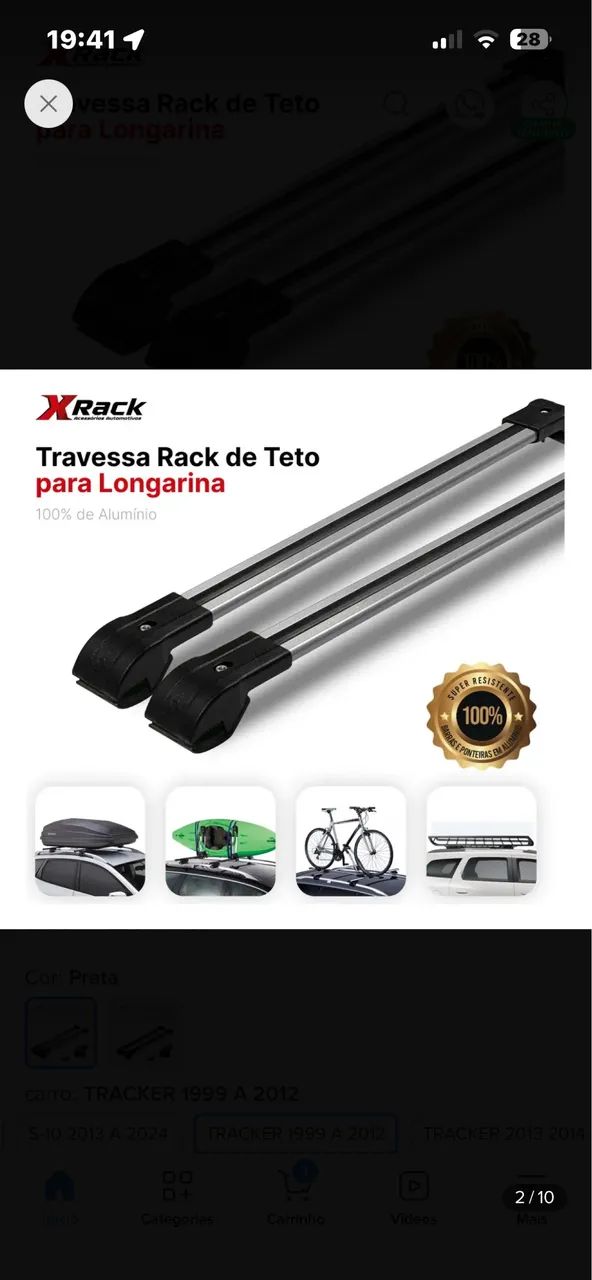 Raque Teto Para Tracker 