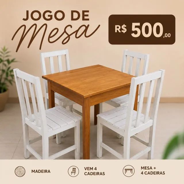 jogo de mesa madeira - Foto 3
