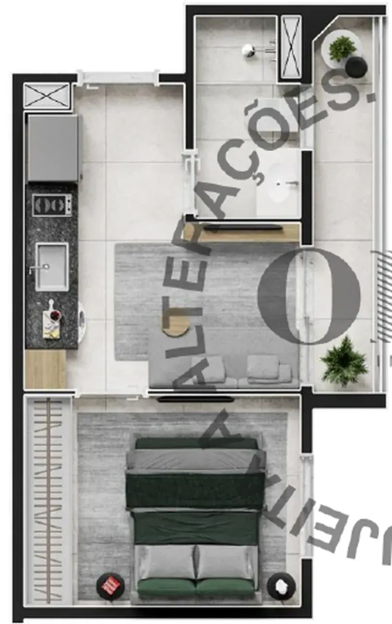 APARTAMENTO STUDIO 24M² 1 DORMITÓRIO E VARANDA - PRÓXIMO AO METRÔ EUCALIPTOS LINHA LILAS - - Foto 4