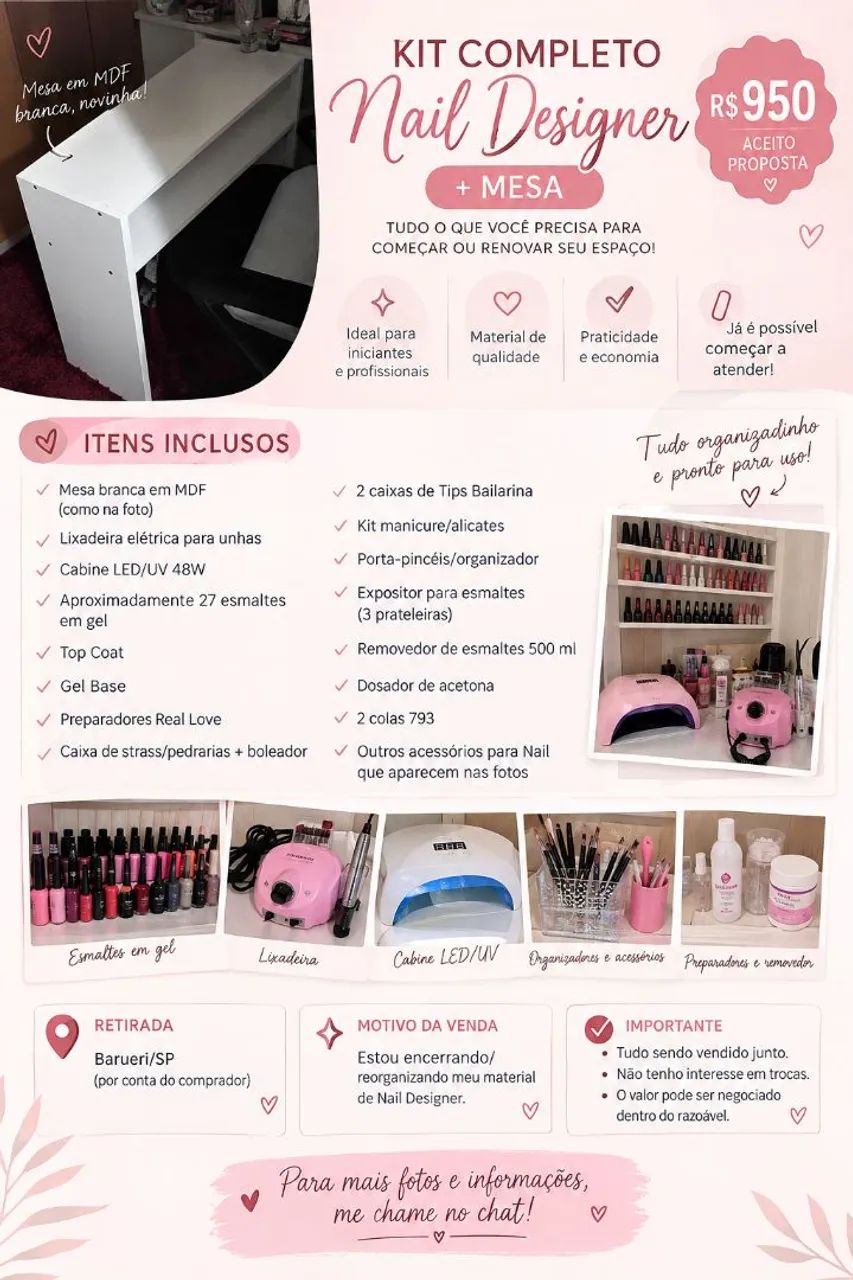 KIT NAIL DESIGNER + MESA