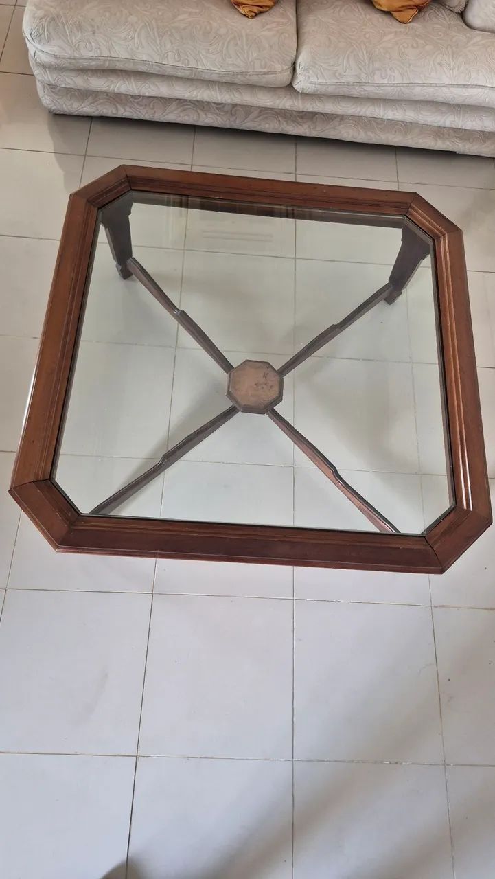 MESA DE CENTRO QUADRADA COM VIDRO - Foto 2