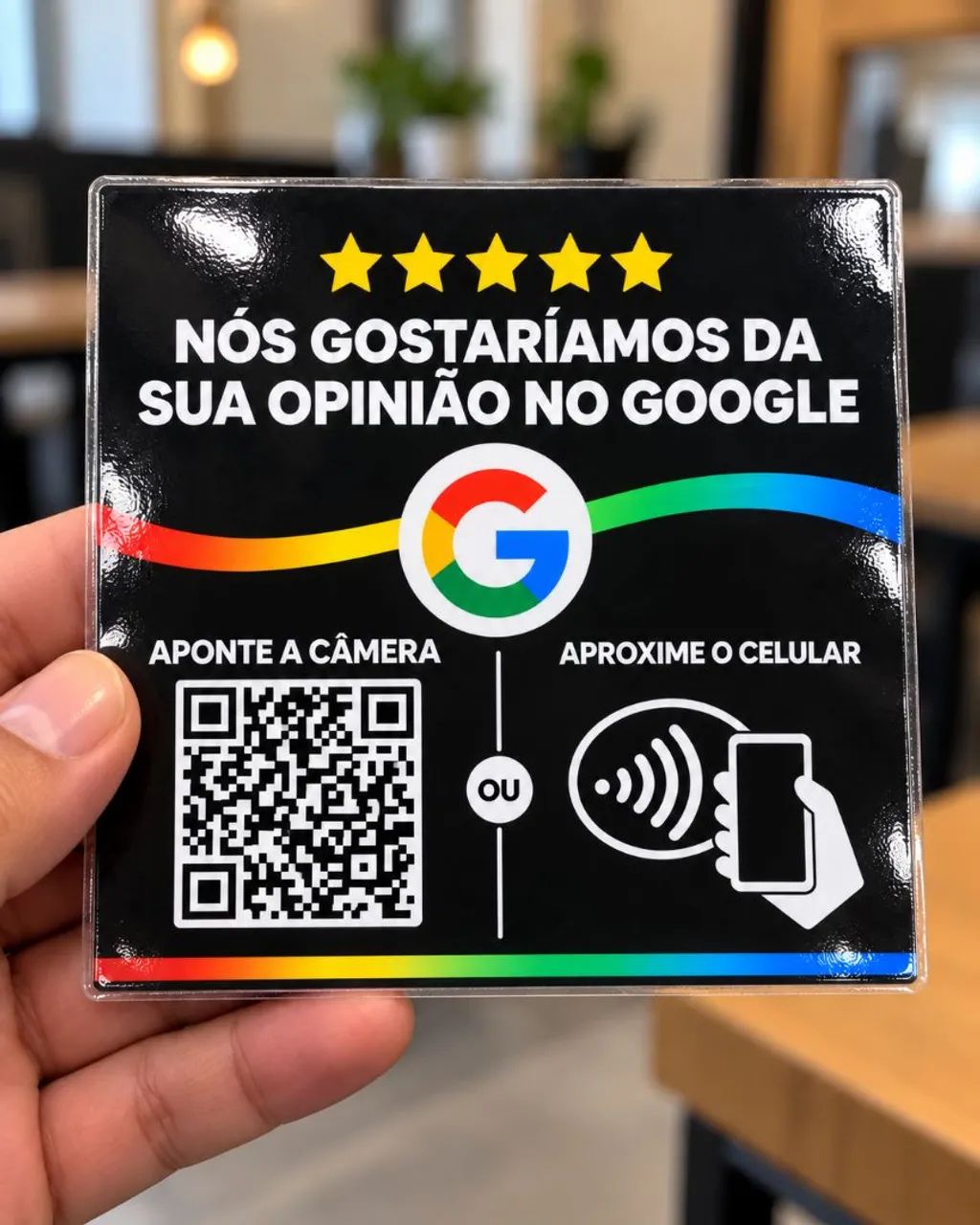 PLACA DE AVALIAÇÃO GOOGLE COM QR CODE + NFC  - Foto 2