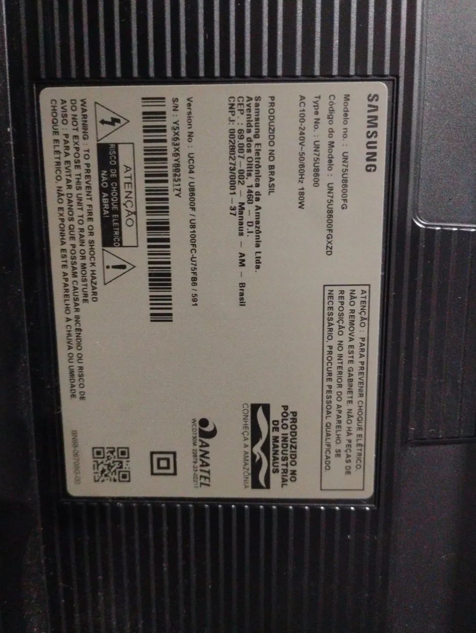 Tv Samsung 75 polegadas display quebrado  - Foto 2