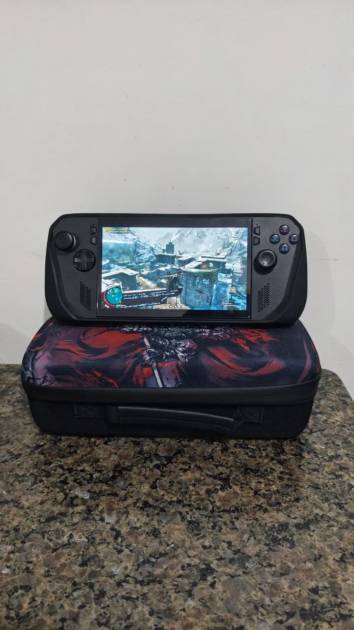 Rog Ally X com capa e estojo