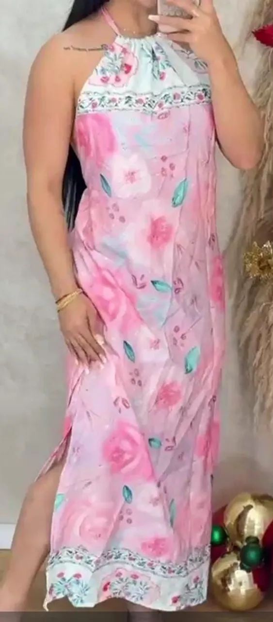 Vestidos na cor azul e rosa florido - Foto 3