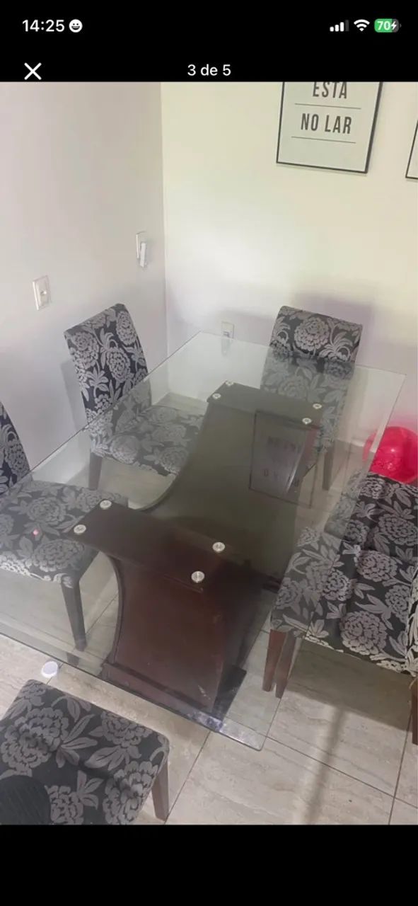 Mesa de vidro cozinha  com 6 cadeiras  - Foto 3