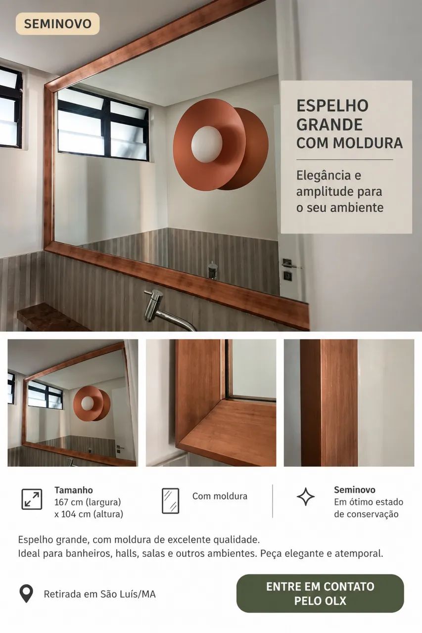 Vendo espelho com luminária. - Foto 2