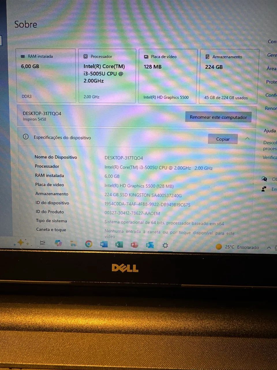 Notebook DELL I3 5ªGen SSD - BARATO!! OPORTUNIDADE!! - Foto 4