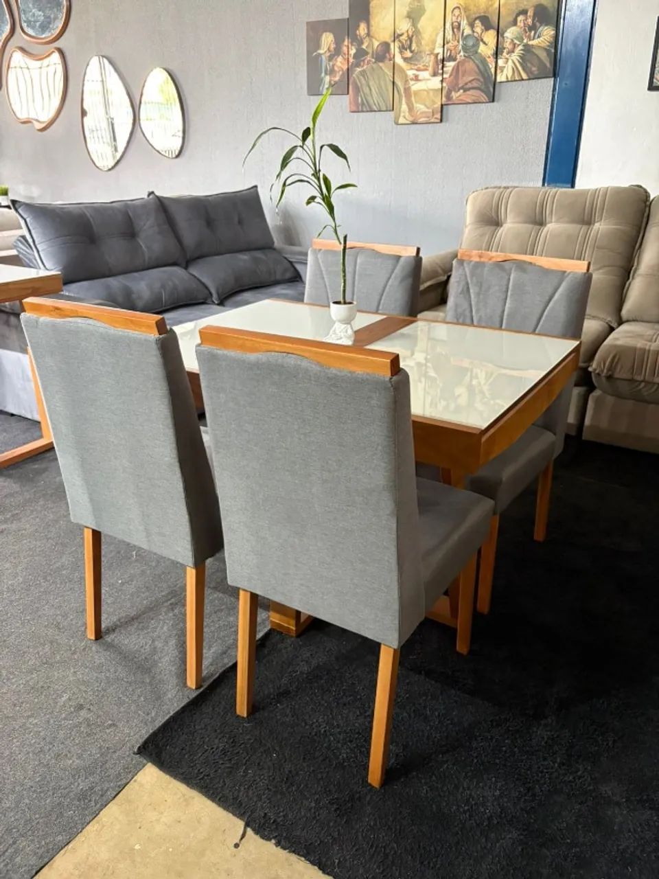 MESA EXTENSIVA ITALIA C/ 6 CADEIRAS DIANA