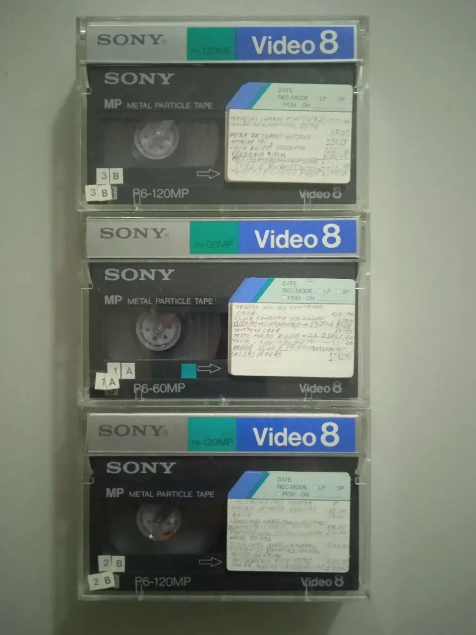 Lote com 3 fitas de vídeo Sony Video 8 usadas 