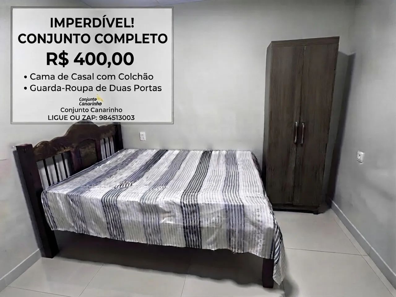 Cama e guarda-roupa 