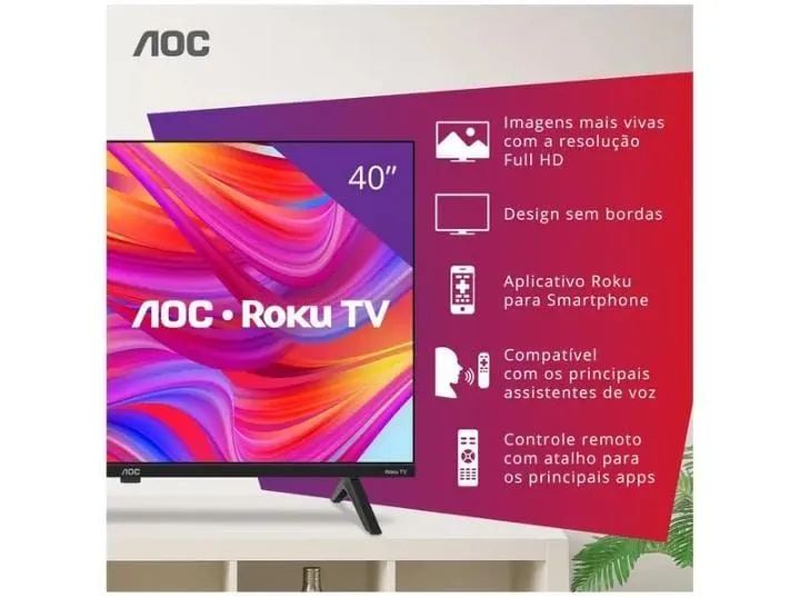 TV smart  AOC  Roku  40 " polegadas  - Foto 2