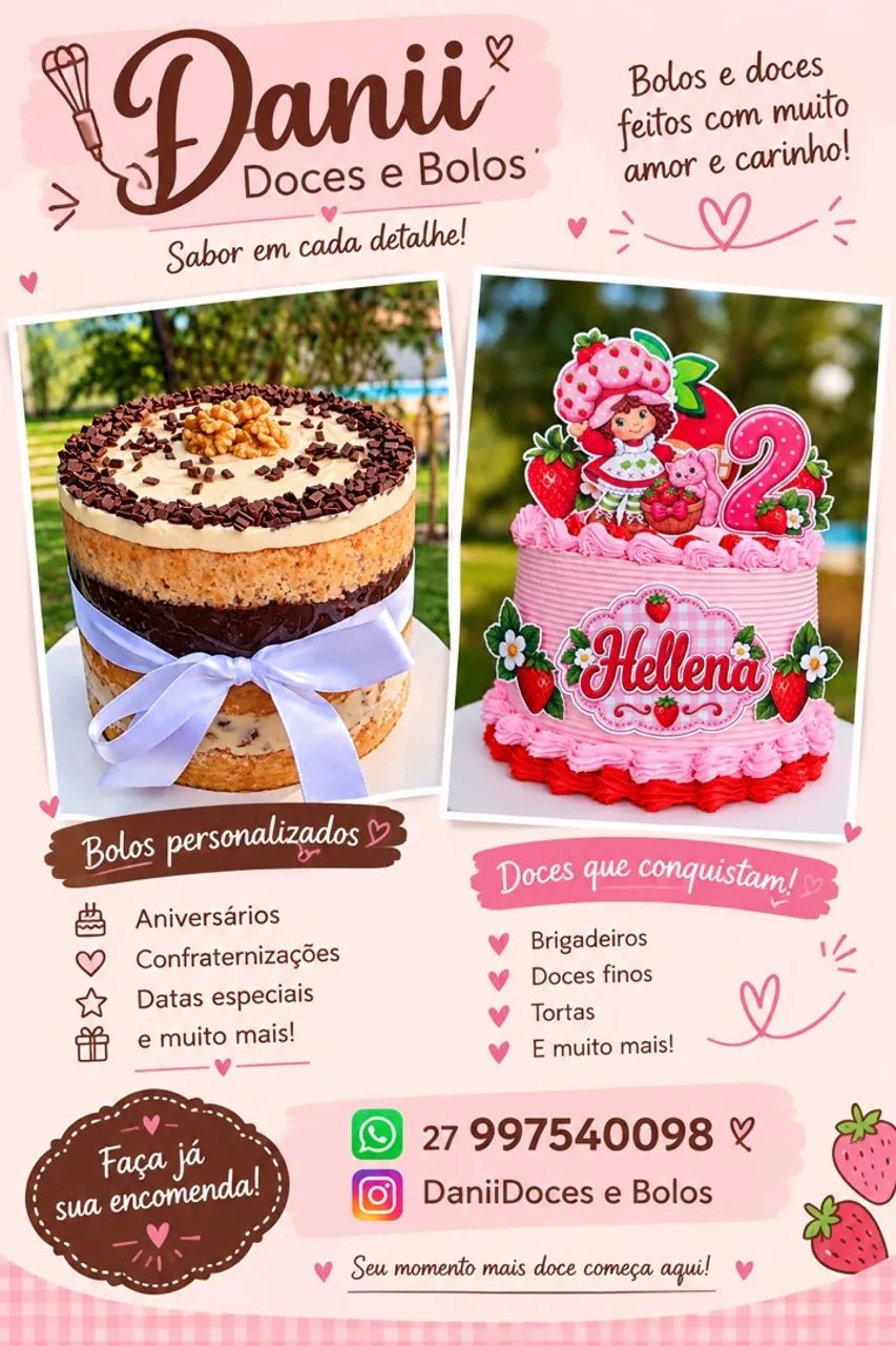Bolos, doces e tortas. 