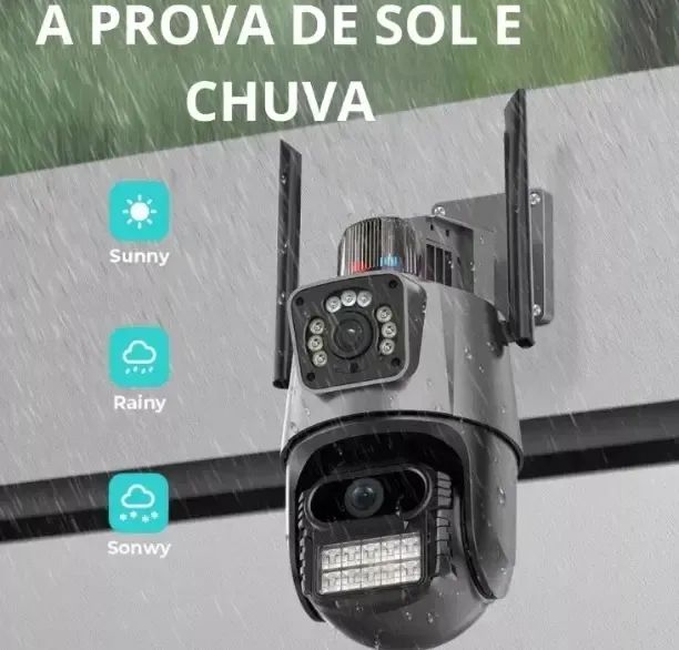 Câmera IP dupla com Wi-Fi Sirene alarme preta - Foto 4