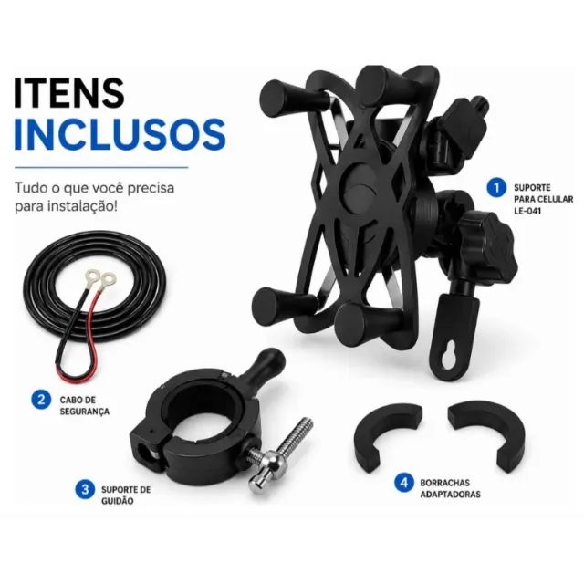 Suporte de Celular para Moto com Carregador USB - Foto 4