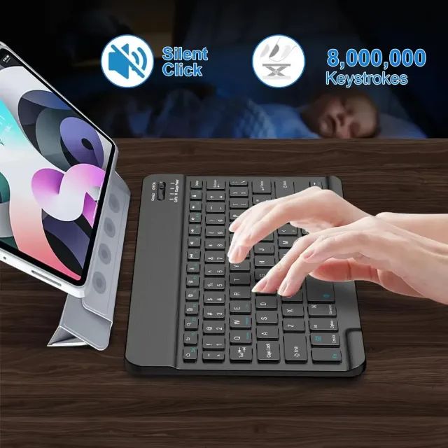 Mini Teclado Bluetooth Compatível com iPad 10ª Geração, iPad Pro/Air/Mini, Samsung e Xiaom