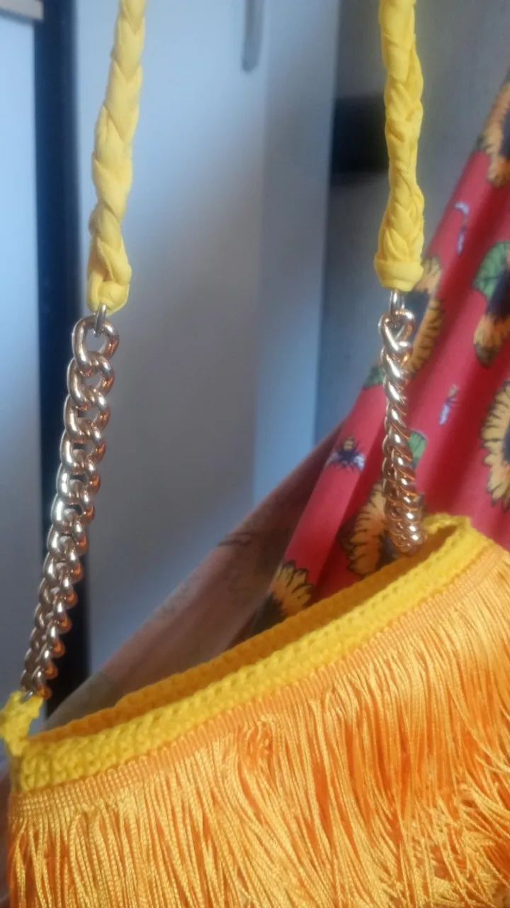 Bolsa de crochê com franja  - Foto 2