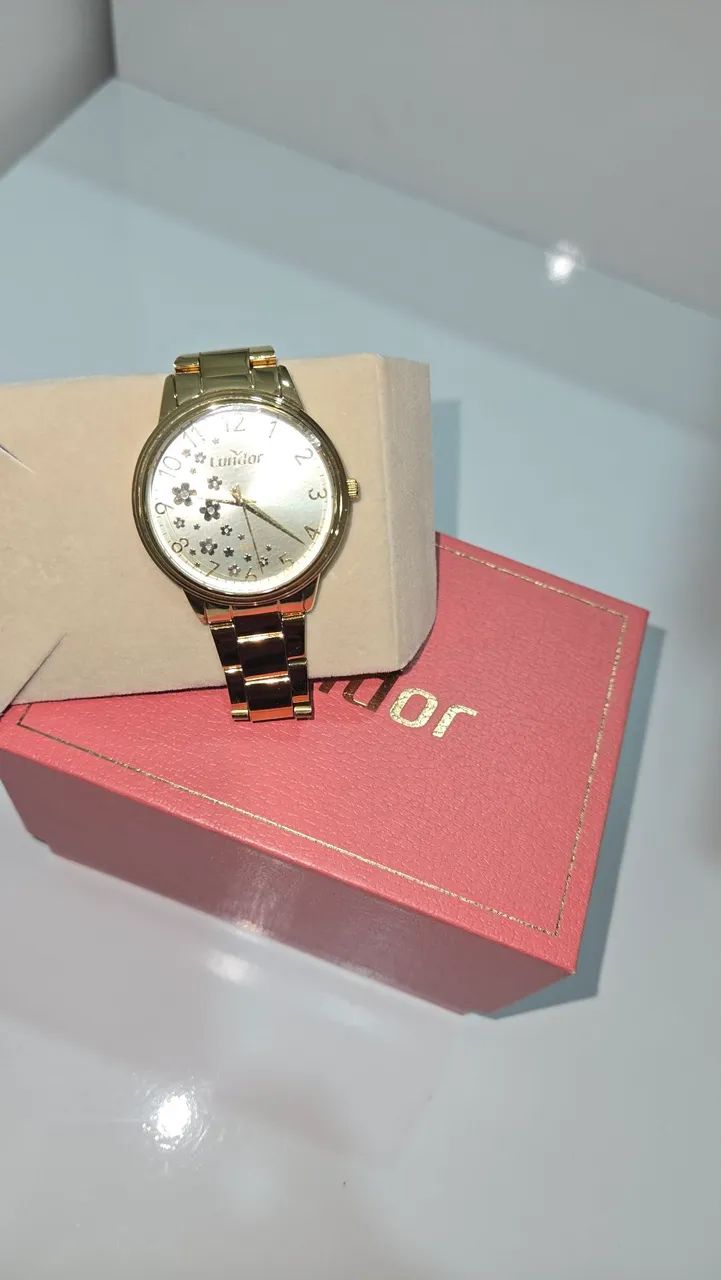 Relógio Condor Feminino Dourado Original na Caixa - Foto 3
