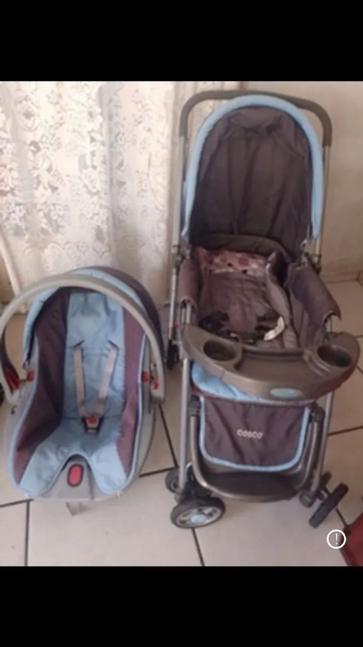 Vendo conjunto carrinho e bebê conforto 