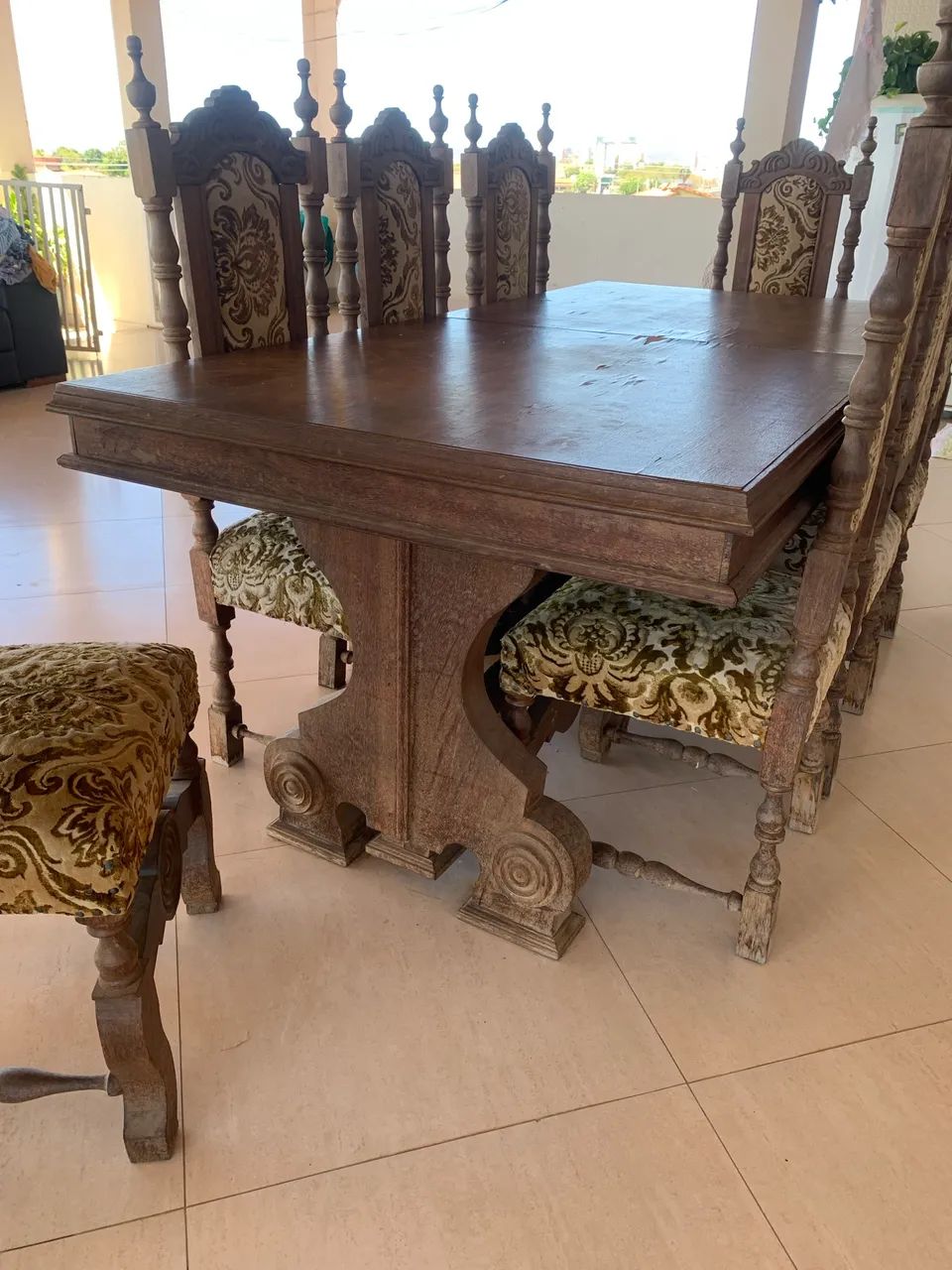 Mesa Rústica Antiguidade (madeira maciça)