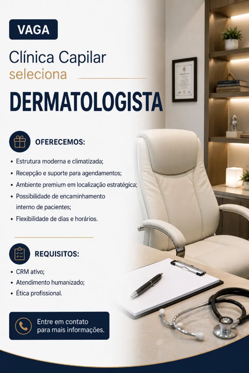 Vaga para Dermatologista - Atendimento em Clínica Premium