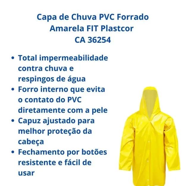 Capa Chuva PVC Forrada Amarela GG CA36254 - Foto 3