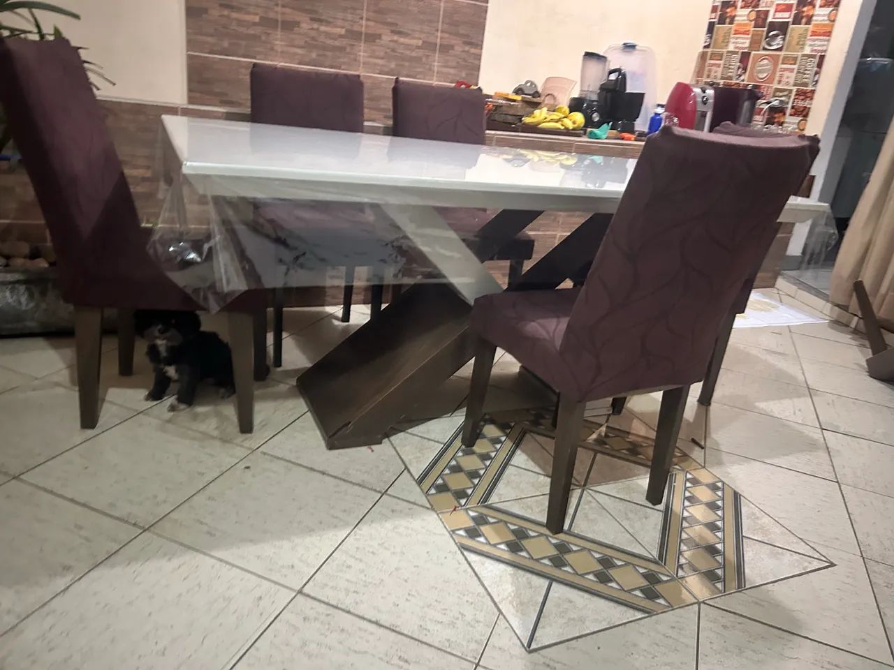 Mesa de jantar de vidro com 5 cadeiras  - Foto 3