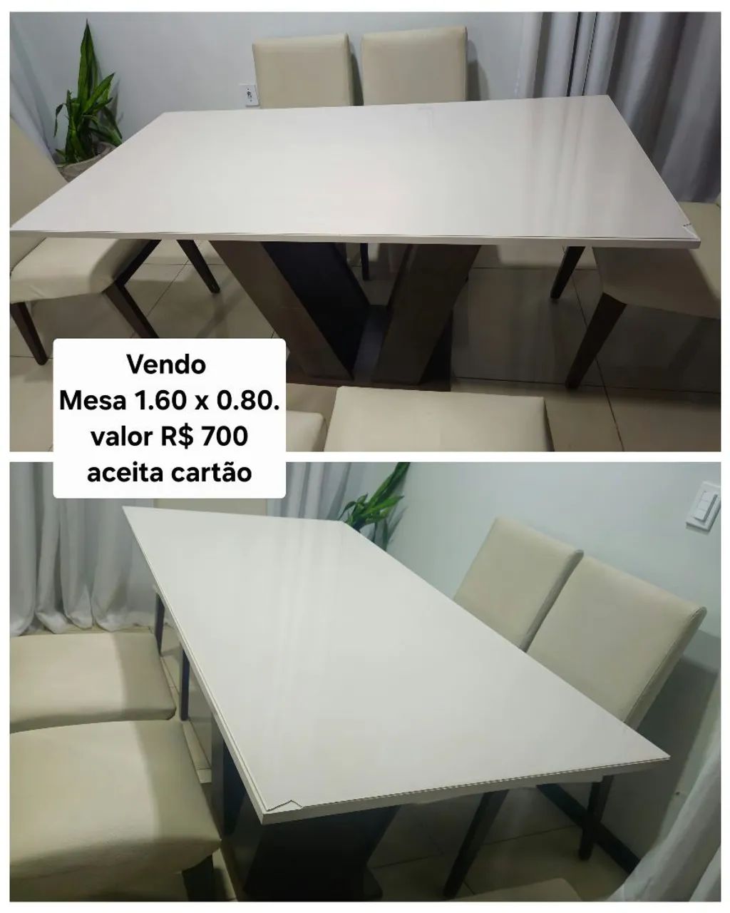 Mesa com tampo de vidro (somente a mesa)
