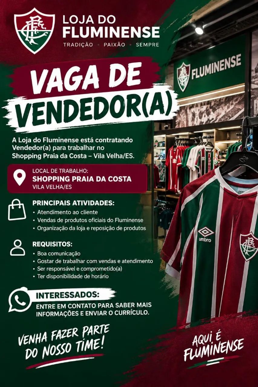 Vaga para vendedor 