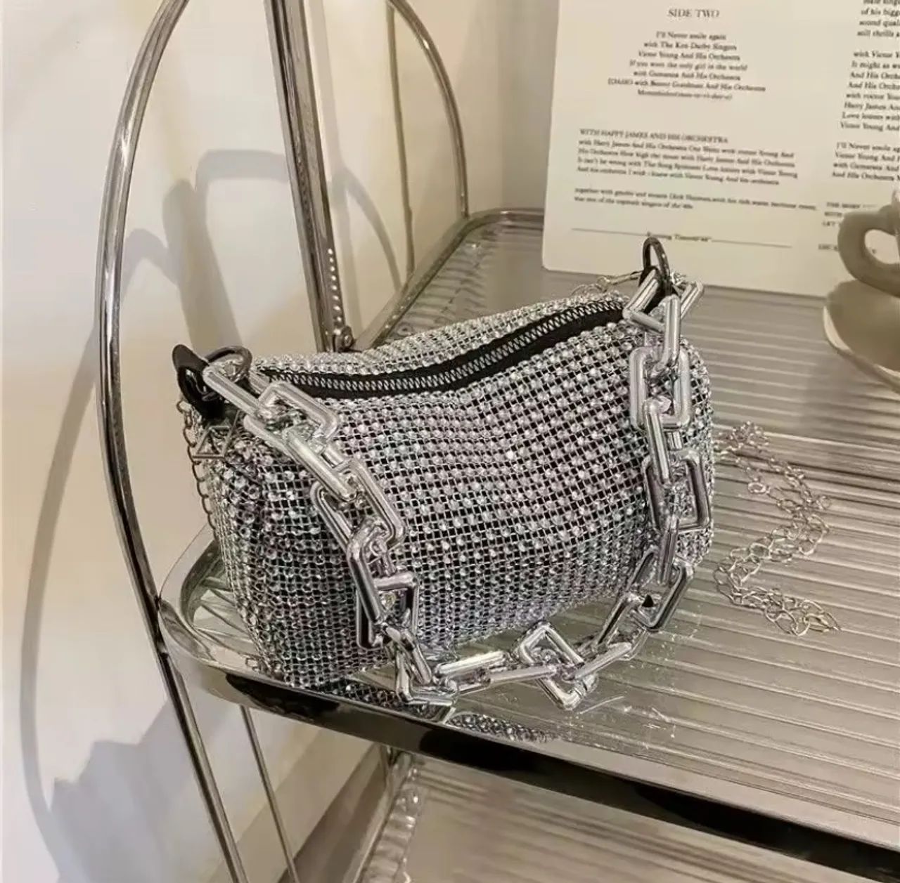 Bolsa prata brilhante - Foto 3