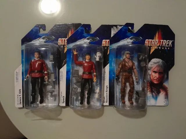 Lote bonecos star trek classico - spock kirk e khan