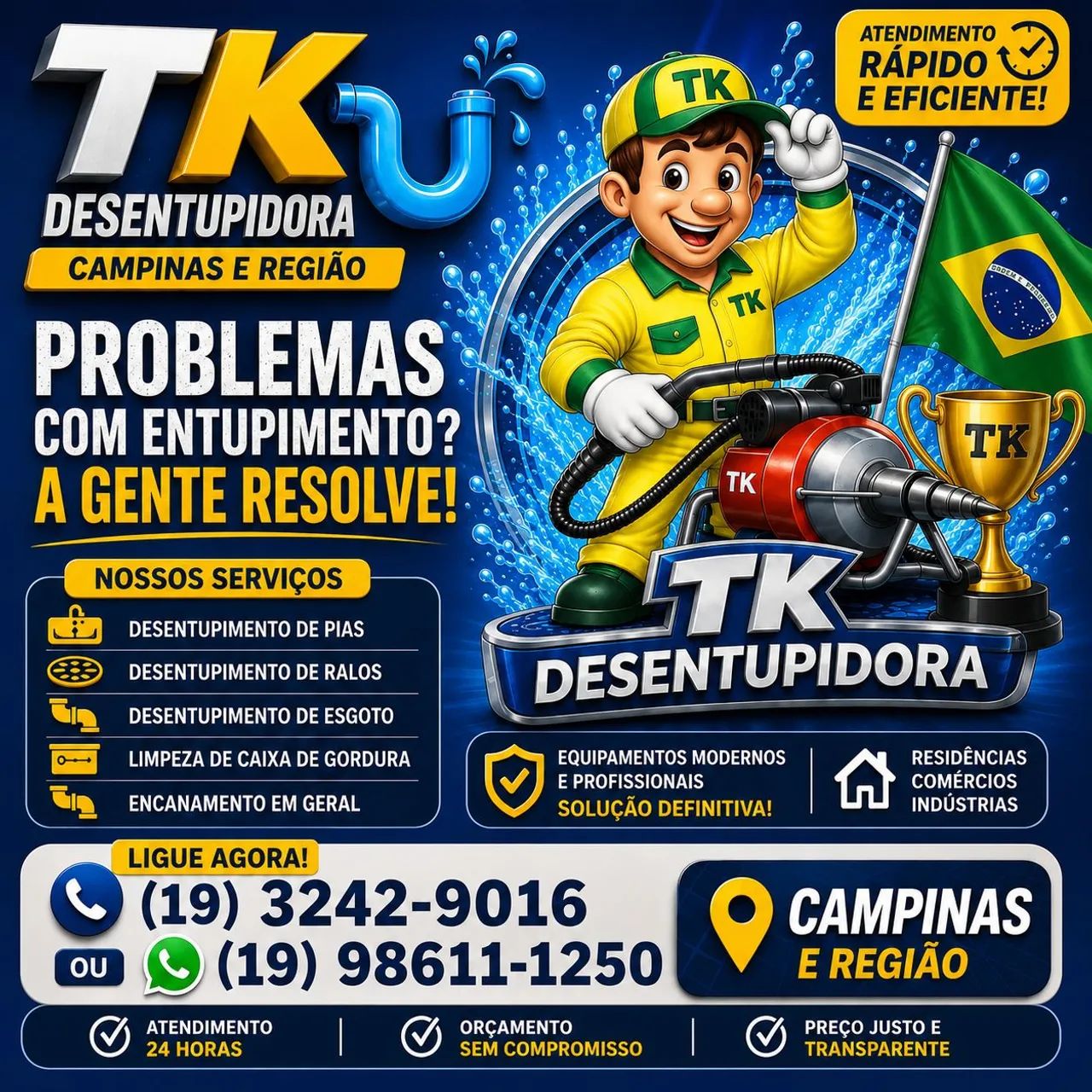 Desentupidora em Campinas e Região - Atendimento Dia e Noite 
