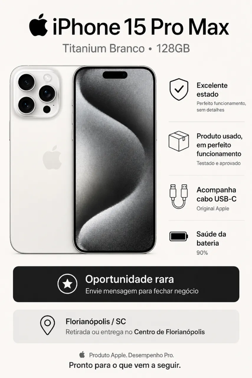 iPhone 15 Pro 128gb Natural - Todo original! Muito lindo