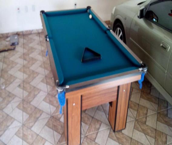 Mesa de Caçapa de Rede Cor Imbuia Tecido Azul Mod. KMXH3431 - Foto 2