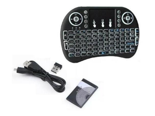 Miniteclado com mause touch usb sem fio wifi luminoso 3 cores para smart tv box pc gamer - Foto 5