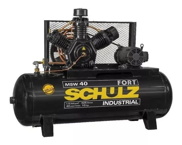 Compressor de ar 40 pés 425 litros 10 HP 175 LBS 220/380V Trifásico MSW40I/425 Schulz