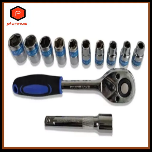 Kit Jogo Soquetes com 12 Peças 10 A 22mm Catraca 1/2 Pol Kit De Ferramentas Completo z514