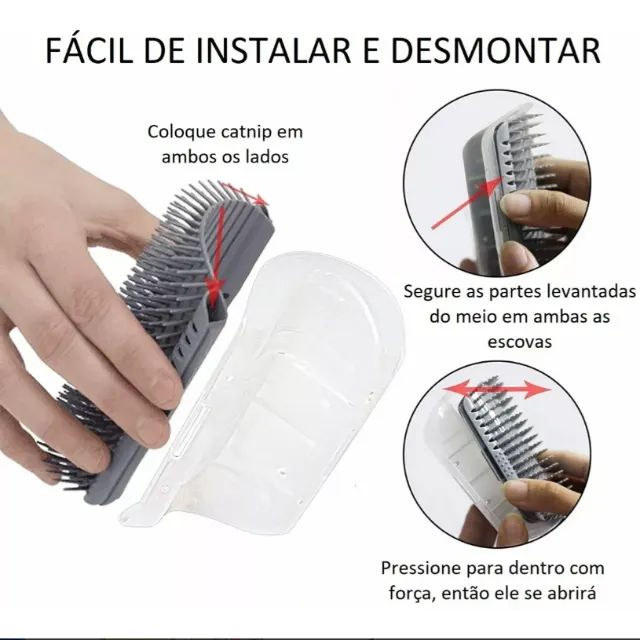 Kit 2 Escovas Parede Tira Pelos Cantos Gatos com Catnip Massagem - Foto 4