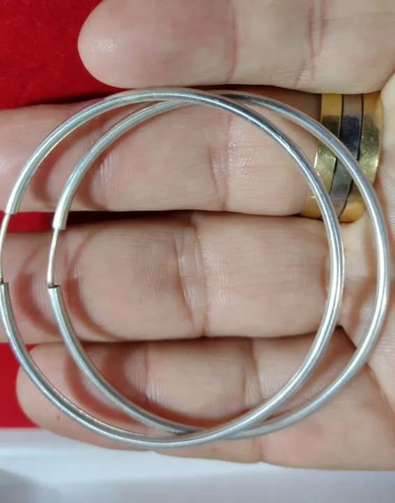 Argola Brinco Prata 90 mm Peso 12.60 Gramas Tubo 2.70 mm                                   - Foto 4