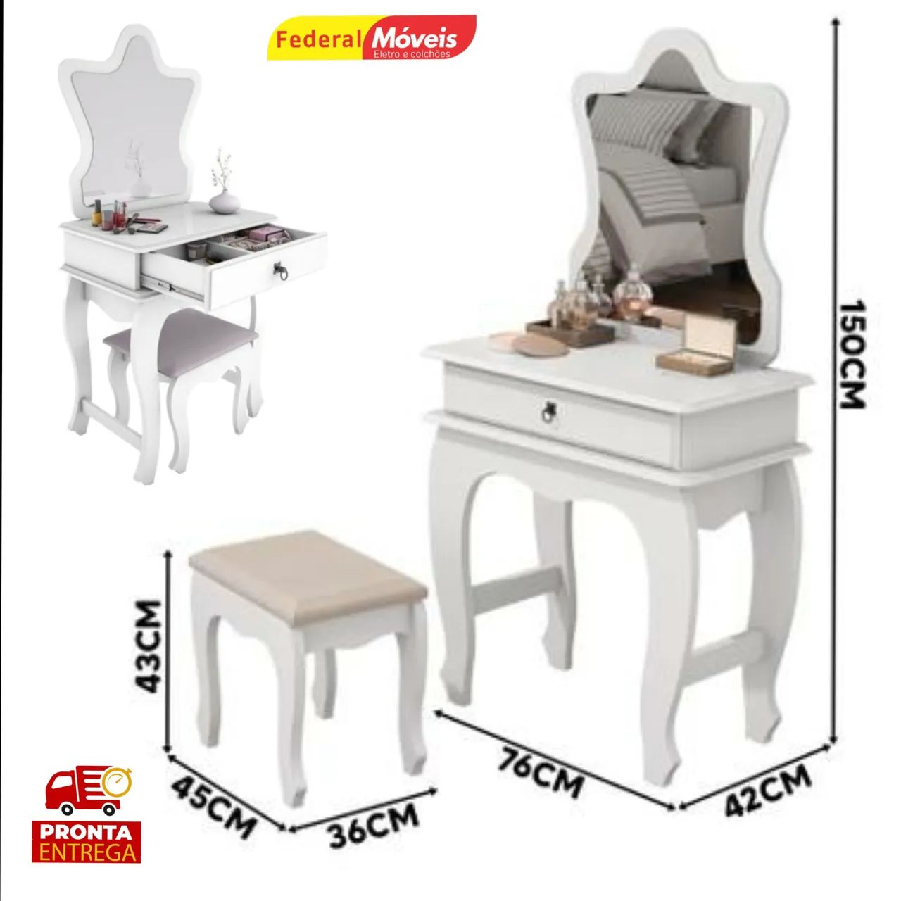 Penteadeira com Banquinho Nova Pronta Entrega  - Foto 2