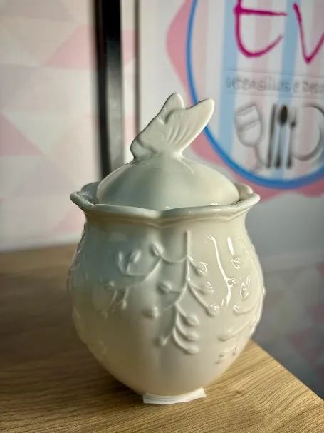 Açucareiro de Porcelana New Bone Butterfly  Flower 9,5cm x 9,5cm x 13,5cm - Foto 5