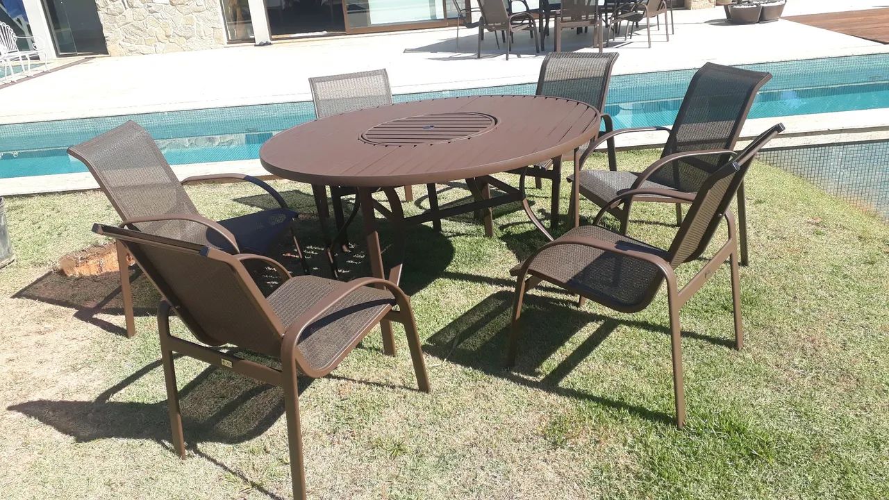 Jogo de Mesa de Jardim 4 Cadeiras - Novo - Foto 2